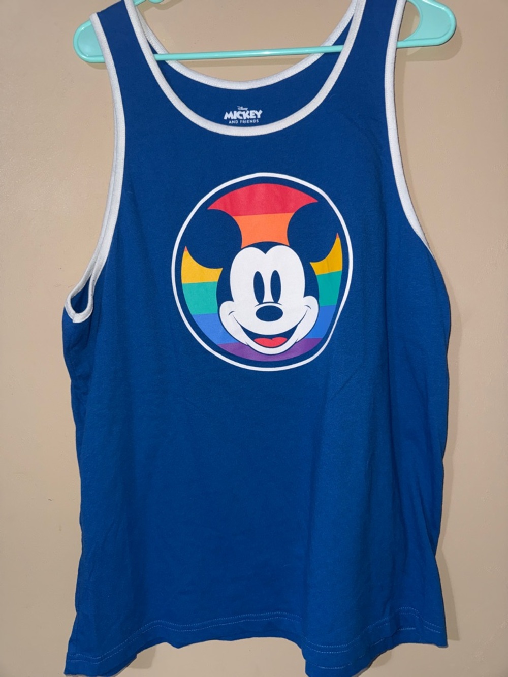 Disney Royal Blue Tank Top with Rainbow Mickey Graphic